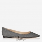 Jimmy Choo Anthracite Lamé Glitter Fabric Pointy Toe Flats BSJC7686928